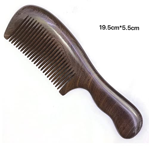 Natural Wood Comb with Handle,Anti-Static Hair Combs Fine Tooth Wooden Comb for Women Men Kids with Gift Box (CHACATE PRETO Comb)