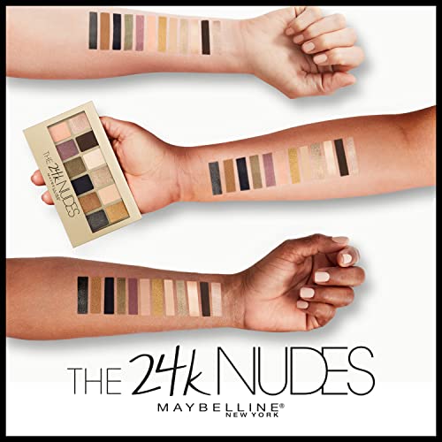 Maybelline The 24K Nudes Gold Eyeshadow Palette Makeup, 12 Pigmented Matte & Shimmer Shades, Blendable Powder, 1 Count