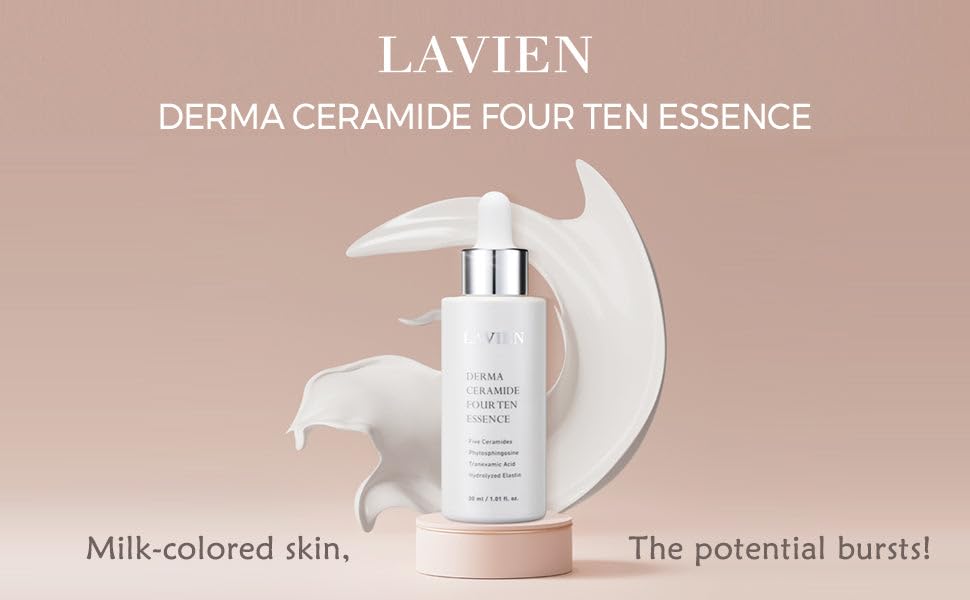 LAVIEN Derma Ceramide Four Ten Essence - Hydrating Korean Facial Essence with tranexamic acid - Wrinkle & Skin Texture Improvement Skincare - Suitable for All Skin Types - 1.01 fl. oz. 30ml