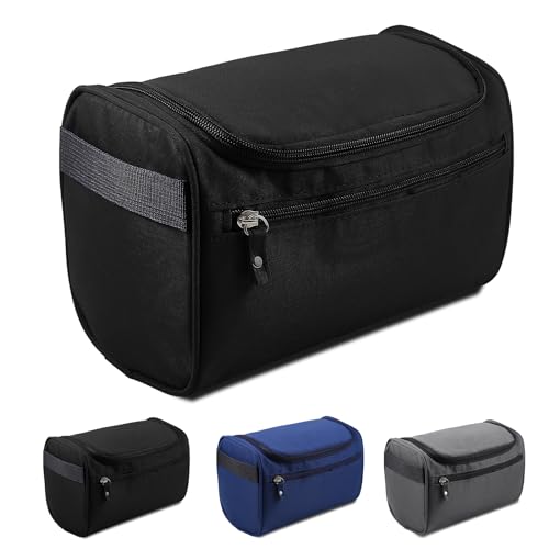 Apooliy Toiletry Bag for Men,Water-resistant Shaving Bag for Toiletries Accessories,Travel Makeup Bag with Divider and Handle(Black)