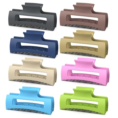 HIOUN Hair Clips for women/Girls – Pack of 8 (4.1 inch) Large Claw Clips for Thick Hair - Chic Matte Non-Slip Hair Good Hold for All Hair Types