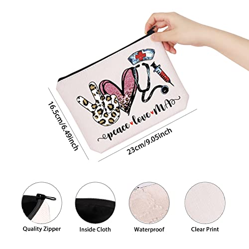 TSOTMO MA Medical Assistant Gift Peace Love MA Nurse Stuff Zipper Pouch Makeup Bag (Peace love MA)