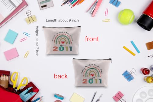 Sweet 13rd Birthday Gifts, Making The World A Better Place Since 2011 Cosmetic Bag, 13 Years Old Birthday Gift, 2011 Makeup Bag Travel Pouch Thirteen Birthday Gifts for Daughter Granddaughter Niece