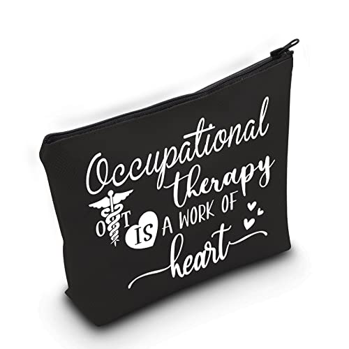 ZJXHPO OT Survival Kit OT Appreciation Gift Occupational Therapy is a Work of Heart Cosmetic Bag OT Graduation Gift (OT tote bag)