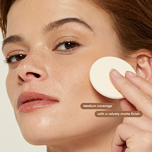 JOAH Perfect Complexion Cashmere Powder Foundation, Medium Face Coverage, Matte Finish, Korean Makeup, Compact Design For Oily & All Skin Types, 16 Hour Wear, Fair with Neutral Undertones