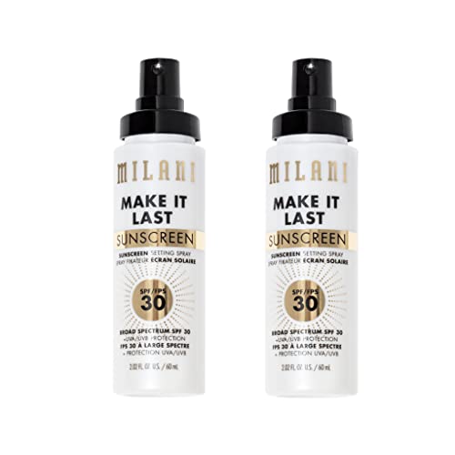 Milani Make It Last Sunscreen - Sunscreen Setting Spray with SPF 30 - Makeup Primer and Setting Spray with SPF30 Sunscreen, Long Lasting Makeup Finishing Spray - 2 Pack