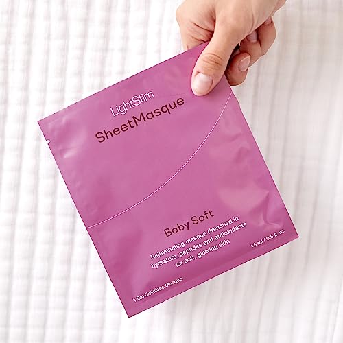 LightStim SheetMasque Rejuvenating, Breathable, Bio Cellulose Mask Drenched in Hydrators, Peptides, and Antioxidants to Soften Lines and Reduce Redness for Glowing, Healthy-Looking Skin