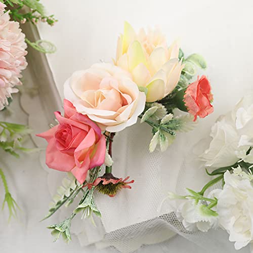 Fangsen Wedding Yucca Gloriosa L Rose Flower Hair Comb Bridal Flower Hair Clip Floral Hair Accessories for Women and Girls (Ivory)