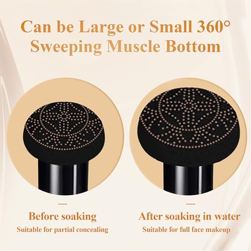 Mushroom Head Air Cushion CC Cream 2PCS Set - BB Cream Face Makeup Foundation with Power Puff for Mature Skin Moisturizing Concealer Brighten Long-Lasting, Skin Tone for All Skin Types(Buff Beige)