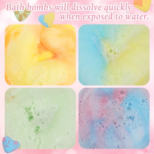 Loopeer 12 Pcs Mother's Day Heart Shape Bath Bombs Gift Set, Women Bubble Spa Bath Bomb Handmade Bath Fizz Balls Party Favors Relaxing Bubble Bathbombs Gifts for Mom, Wife(Colorful Gradient)