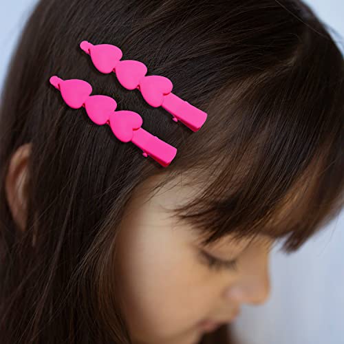 Valentine’s Day Hair Clips Matte Cupid Heart Bright-coloured Hairpins for Women Girls Sweet Romantic Trio Love Alligator Clips Barrettes Pretty Styling Hair Accessory Party Gifts Red Rosy Pink