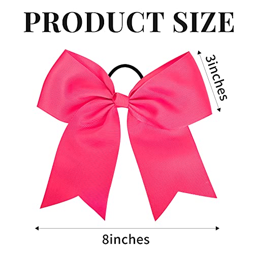 24 PCS 8" Large Cheer Bows Pink Girl Hair Bows Cheerleading Softball Team Bow Hair Accessories for cheerleaders football Competition Sports