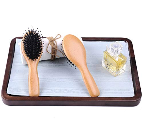 Boar Bristle Hair Brush for Men/Women/Kids - Mini Natural Beech Wood Professional Detangler Hairbrush for Pocket/Purse/Travel, Giftbox Included