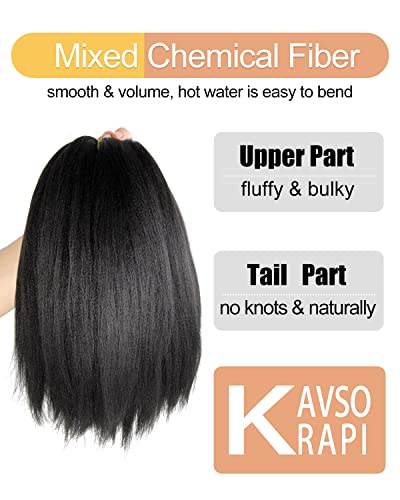 KAVSORAPI Braiding Hair 36 Inch Pre Stretched Hair Color 1 Long Straight Crochet Braids Yaki Synthetic Hair 3 Packs (1#/JetBlack)