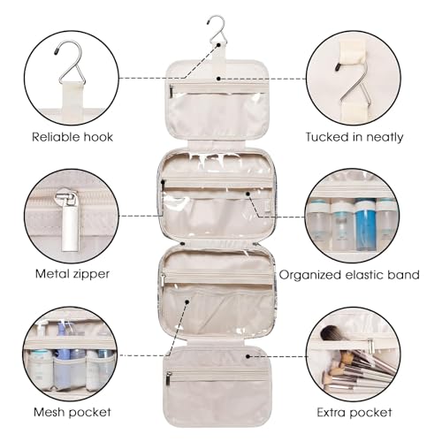 Narwey Hanging Toiletry Bag for Women Travel Makeup Bag Organizer Toiletries Bag for Travel Size Essentials Accessories Cosmetics (Elephant (Medium))