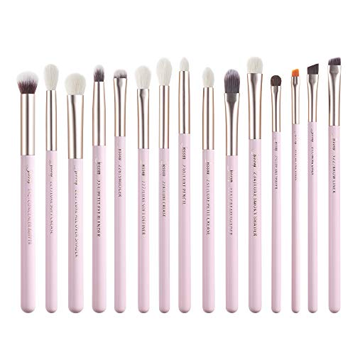 Jessup Eyeshadow Brushes 15pcs, Natural Eye Brush Set for Eyeshadow Blending Concealer Eyebrow Eyeliner, Blushing Bride T294