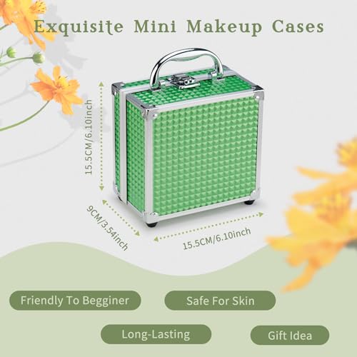 Color Nymph Beginner Makeup Kits For Teens With Train Case Included Full Makeup Kit Eyeshadow Palette Blushes Bronzer Highlighter Lipstick Brushes Mirror (Green)