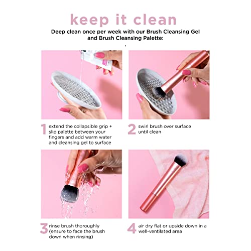 Real Techniques Makeup Brush Kit with Travel Sponge Blender Bundle, Face Makeup Brushes & Sponge, Beauty Sponge Travel Case, For Liquid, Cream, & Powders, Travel-Friendly, 7 Piece Set