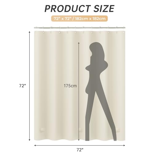 AmazerBath Beige Shower Curtain Plastic, Thick PEVA Shower Curtain Beige, Heavy Duty Shower Curtains for Bathroom, Cream Shower Curtain Waterproof 72x72 with 3 Weighted Stones and 12 Grommets