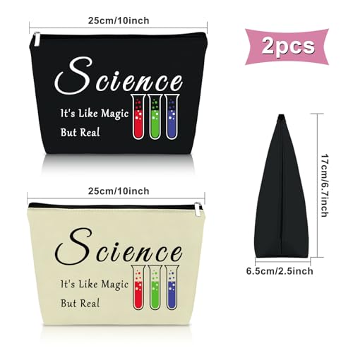 Science Teacher Gifts for Women 2PCS Makeup Bag Science Teacher Appreciation Gifts Graduation Gift for Scientist Lovers Chemistry Science Gift Cosmetic Bag Birthday Christmas Gifts for Women Friend