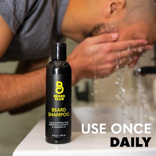 Beard Club Original Premium Beard Shampoo - Natural & Nourishing Formula for Soft, Clean & Healthy Facial Hair - Gentle on Skin - Sulfate & Paraben Free - 4 fl oz