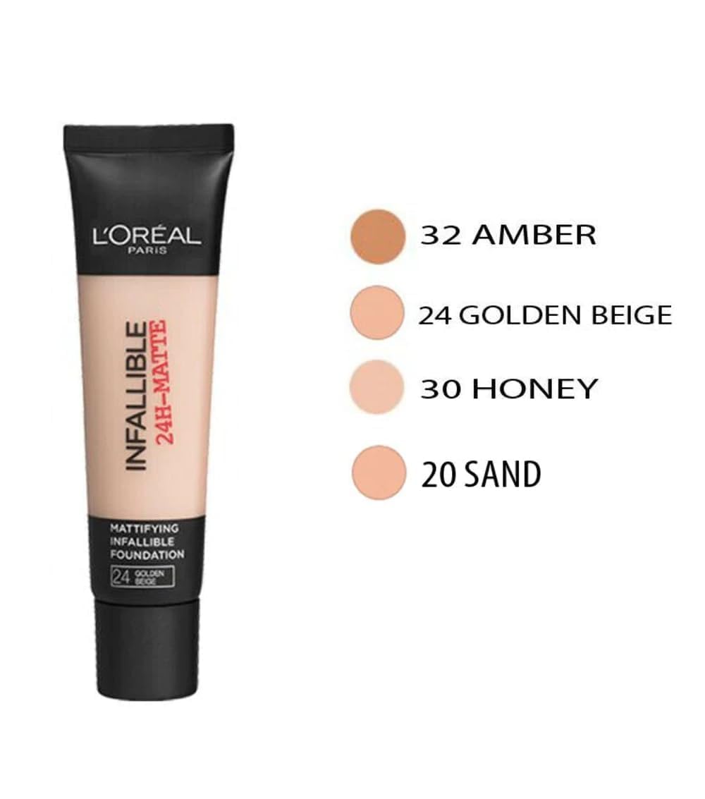 L'Oreal Paris Cover Liquid Foundation, Infallible 24H Matte Cover, Shade 25, 30ML