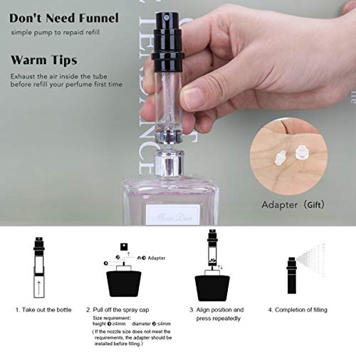 Perfume Atomizer,Refillable Perfume Bottle Atomizer for Travel,Portable Easy Refillable Perfume Spray Pump Empty Bottle Travle essentials for women with 5ml Mini Pocket Size,Travle Gifts (Black)