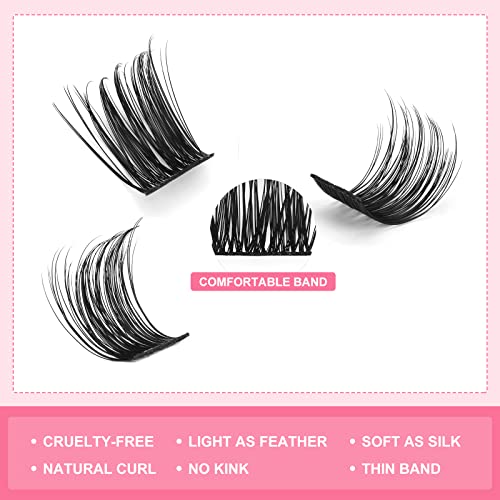 Cluster Lashes, Crislashes DIY Eyelash Extension 13 Rows, D Curl 12mm Individual Cluster Eyelashes Natural Look, 78 pcs Reusable Cluster Eyelash Extensions at Home (F03-D Curl 12mm)