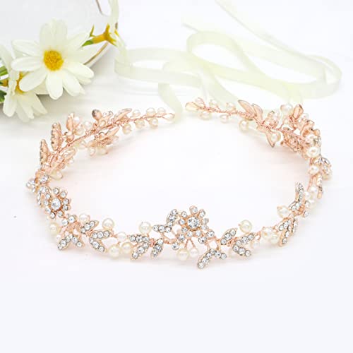 Ammei Headpiece Bridal Headbands Crystal Pearl Hair Vines Bohemian Style Wedding Headpieces For Bride Wedding Hair Accessories