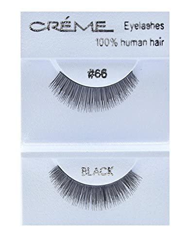 Crème Eyelashes 12 Pairs 100% Human Hair Natural Look Fluffy Wispy False Eye Lashes Lightweight Extensions Multipack #66