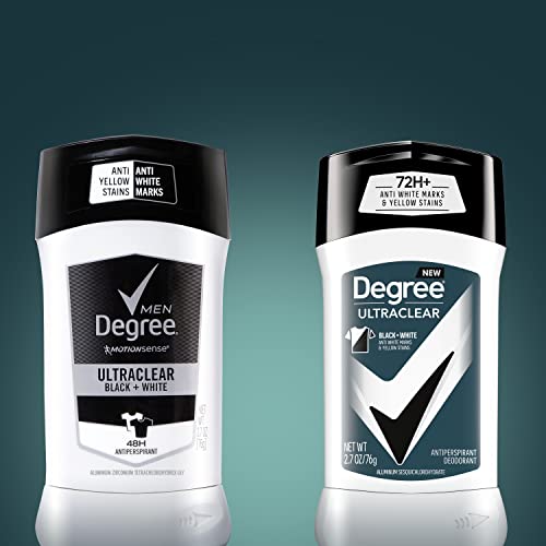 Degree Men UltraClear Antiperspirant Deodorant Black + White 72-Hour Sweat & Odor Protection Antiperspirant For Men With MotionSense Technology 2.7 Ounce (Pack of 4)