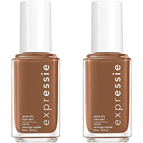 essie expressie Quick-Dry Vegan Nail Polish, Cold Brew Crew, Warm Mid Tone Brown, 0.33 Ounce (Pack of 2)