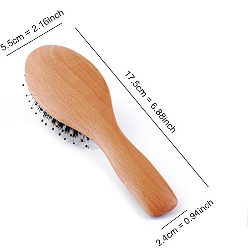 Boar Bristle Hair Brush for Men/Women/Kids - Mini Natural Beech Wood Professional Detangler Hairbrush for Pocket/Purse/Travel, Giftbox Included