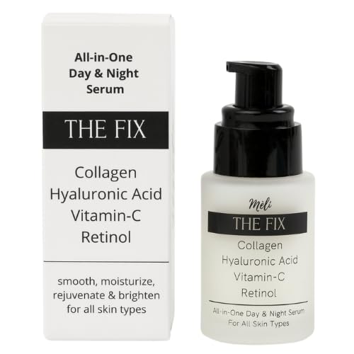 MÈLI The Fix 4-in-1 Anti Aging Face Serum Moisturizer with Collagen, Hyaluronic Acid, Vitamin-C and Retinol, Day & Night Formula