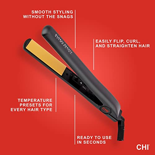 CHI Original Ceramic Hair Straightening Flat Iron |Professional Salon Model Hair Straightener & 44 Iron Guard Thermal Protection Spray, Clear, 8 Fl Oz & Infra Silk Infusion, 6 Fl Oz