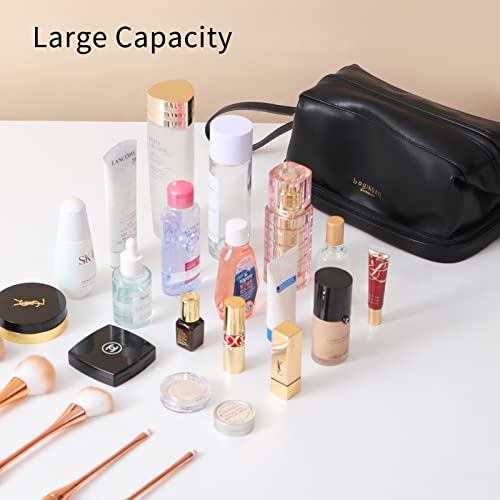 bagINBAG QIANPA Double Layer Travel Makeup Bag with Handle，Cosmetic Bag with Brush Compartment for woemn, Large Capacity Makeup Organizer Bag Waterproof