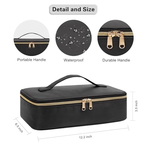 CUBETASTIC Makeup Bag, Travel Make Up Train Case, Large Capacity Cosmetic Organizer Bags with Dividers, Portable Skincare Bag for Women Waterproof Toiletry Storage Pouch for Travel Essentials, Black