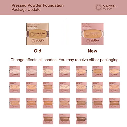 Mineral Fusion Pressed Powder Foundation, Warm 1 - Light/Med Skin w/Yellowish Undertones, Age Defying Foundation Makeup with Matte Finish, Talc Free Face Powder, Hypoallergenic, Cruelty-Free, 0.32 Oz