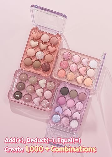 COLORGRAM Pin Point Eyeshadow Palette 03 Pink+Lavender | Ultra-Blendable Matte, Glitter, Shimmer Shades for Daily Makeup | K-Beauty Eye Palette with Easy-to-Use Calculator Design