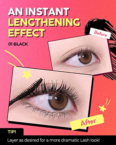 AMTS x Webtoon True Beauty, Natural Lengthening Black Mascara Volume and Length, Tubing Mascara Waterproof, Lash Extension, No Smudge, No Flaking, Korean Makeup Kbeauty Kdrama