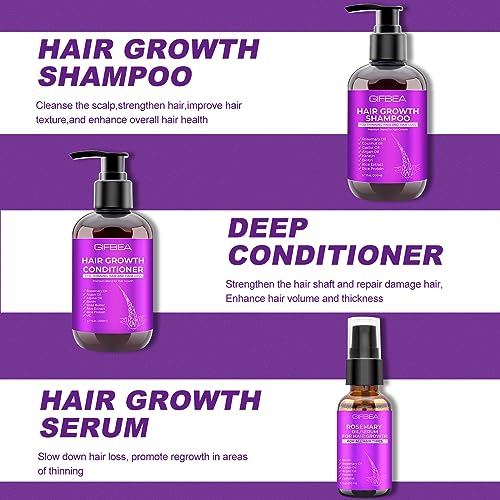 Hair Growth Shampoo and Conditioner Set With Rosemary, Biotin, Argan, and Castor Oils for Thinning, Damaged, Curly Hair