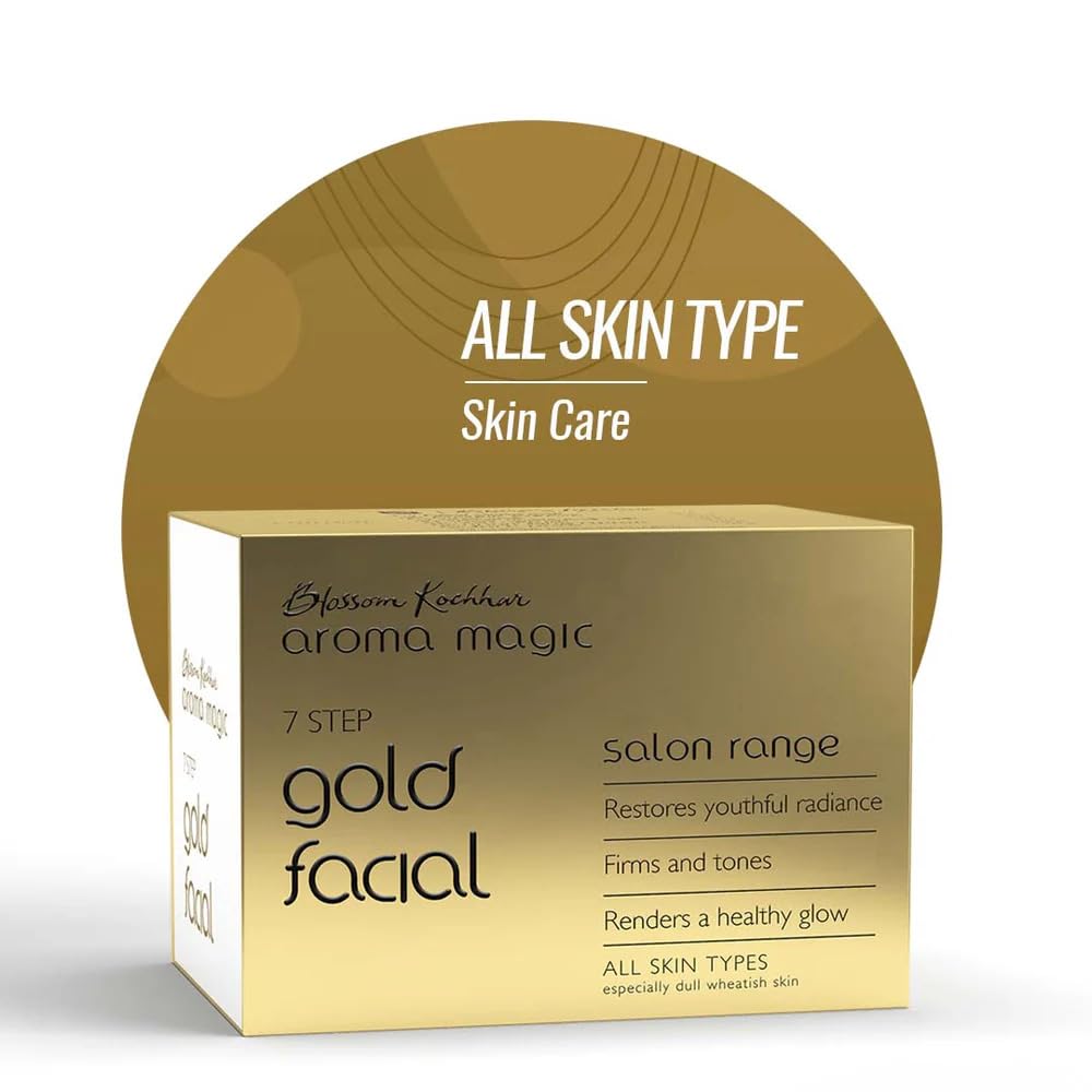 Aroma Magic Gold Facial Kit - Multi Use | 7 Steps Skincare Set | Firming & Toning Facial Kit | Enhance Dull Skin for Youthful & Radiant Glow | for All Skin Types