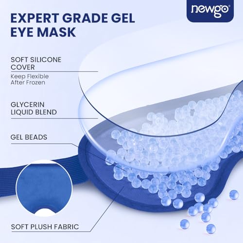 NEWGO Cooling Eye Mask Eye Ice Pack Cold Eye Mask for Puffy Eyes, Post Eye Surgery, Tired Eyes, Reusable Gel Eye Mask for Dark Circles, Migraines, Stress Relief, Itchy Eyes - Navy Blue