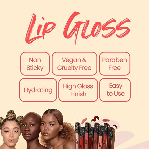 The Lip Bar Vegan Non-Sticky Lip Gloss, with Hydrating Shea Butter for a Lightweight, High Shine Finish, Trophy Wife - Champagne Shimmer