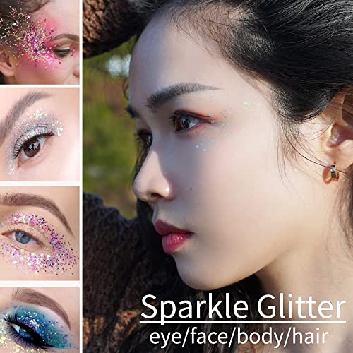 SayingArt Body Glitter Spray, 1 Gold 1 Silver Fine Glitter Spray for Hair Body, Temporary Shiny Glitter Sparkle Hairspray for Skin Cloth Nail Craft Eye Women Holographic Makeup Fairy Mist Powder