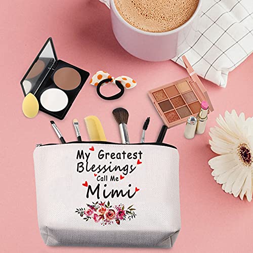 TSOTMO Mimi Gift Grandmother Gift My Greatest Blessings Call Me Mimi Makeup Bag Best Mimi Ever Gift Mother’s Day Gift (Call Me Mimi)