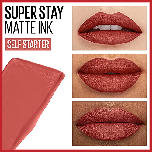 Maybelline Super Stay Matte Ink Liquid Lipstick Makeup, Long Lasting High Impact Color, Up to 16H Wear, Self-Starter, Light Red, 1 Count