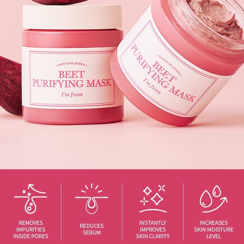 I’m From Beet Purifying Mask, Deep moisturizing wash-off clay mask,1.5% red beet enzyme, clean the pores and control sebum, soothing effect for dry, dull, sensitive skin - 3.88oz (110g)