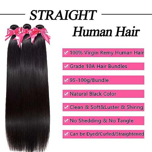 FDX 10A Brazilian Straight Single Bundles Human Hair 30 Inch 1 Bundle Straight Human Hair Bundles Weave 100% Unprocessed Virgin Human Hair Raw Remy Hair Bundles Deals 1B Natural Black