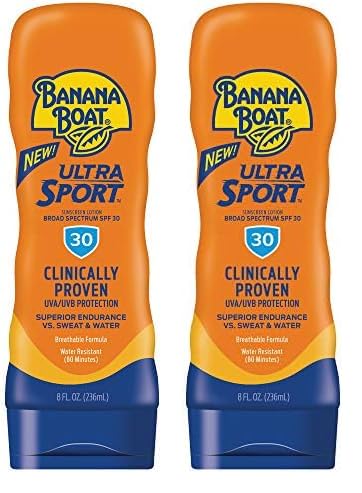 Banana Boat Sport Ultra SPF 30 Sunscreen Lotion, 8oz | Banana Boat Sunscreen SPF 30 Lotion, Oxybenzone Free Sunscreen, Sunblock Lotion, Banana Boat Lotion, Water Resistant Sunscreen SPF 30, 8oz